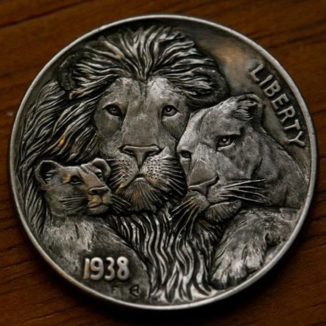 5セント硬貨を彫刻した作品、ホーボー・ニッケルの写真