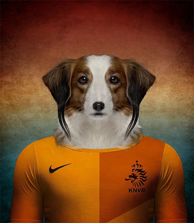 その国の犬に置き換えたポートレート写真