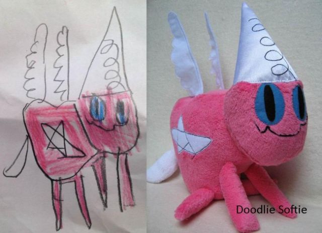 子供の落書きをぬいぐるみにするとかわいい写真