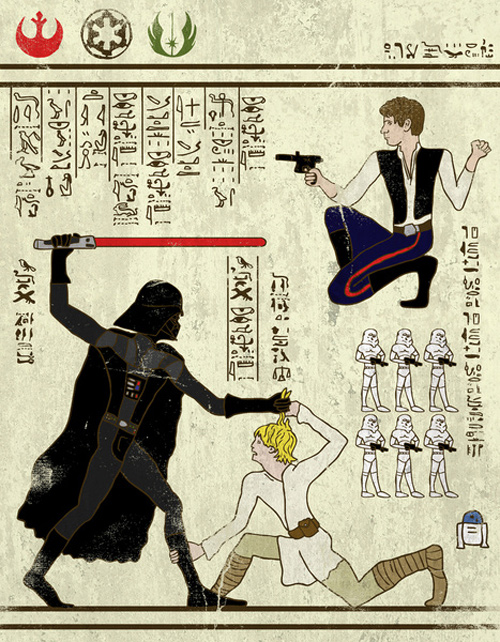 古代エジプト風で描いた映画キャラクターのイラスト写真