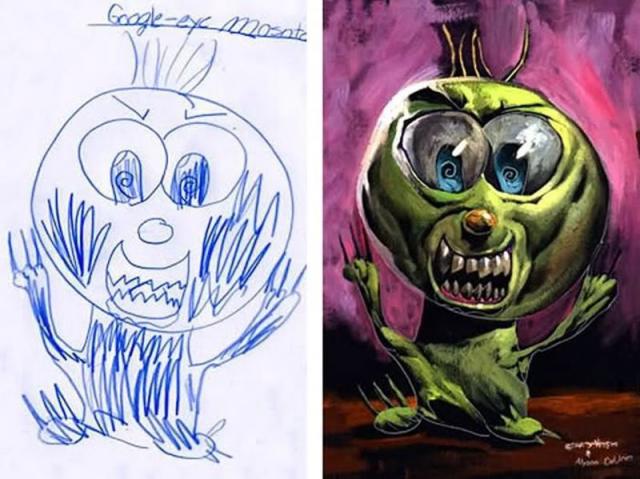 子供の絵を元にプロが描いた、キャラクターたちのイラスト
