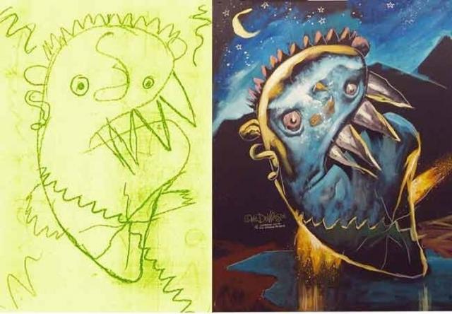 子供の絵を元にプロが描いた、キャラクターたちのイラスト