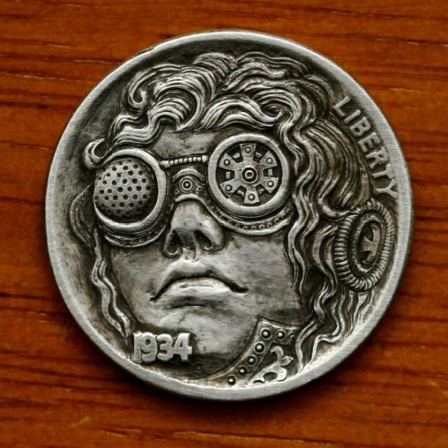 5セント硬貨を彫刻した作品、ホーボー・ニッケルの写真
