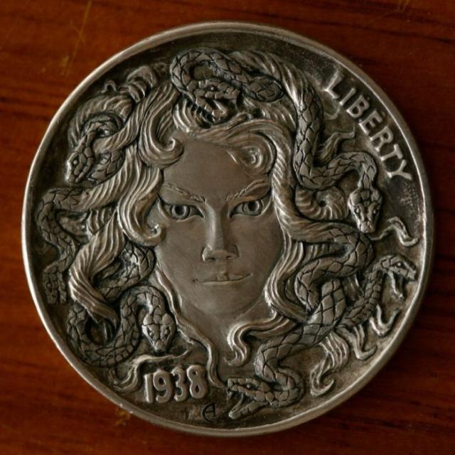 5セント硬貨を彫刻した作品、ホーボー・ニッケルの写真