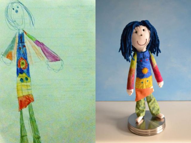 子供の落書きをぬいぐるみにするとかわいい写真