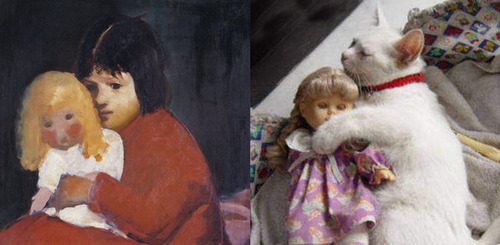 猫で「名画」を忠実に再現した作品