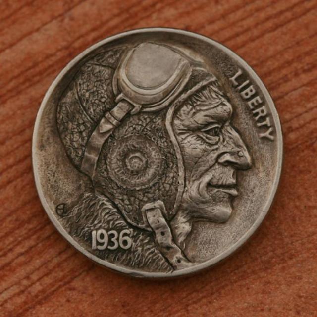 5セント硬貨を彫刻した作品、ホーボー・ニッケルの写真