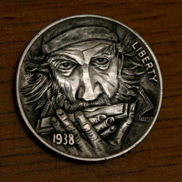 5セント硬貨を彫刻した作品、ホーボー・ニッケルの写真