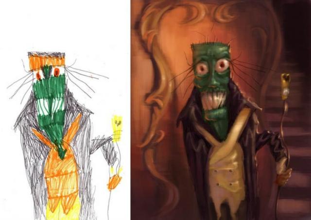 子供の絵を元にプロが描いた、キャラクターたちのイラスト