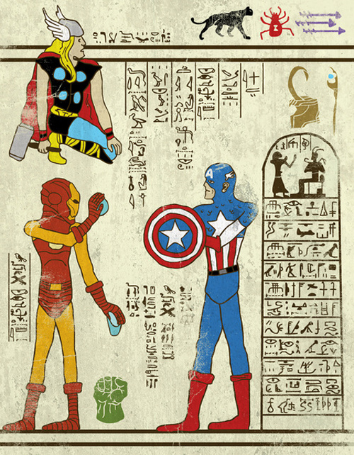 古代エジプト風で描いた映画キャラクターのイラスト写真
