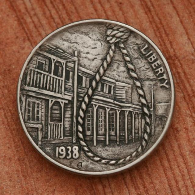 5セント硬貨を彫刻した作品、ホーボー・ニッケルの写真