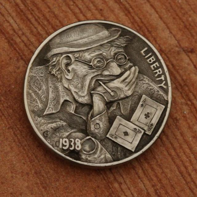 5セント硬貨を彫刻した作品、ホーボー・ニッケルの写真