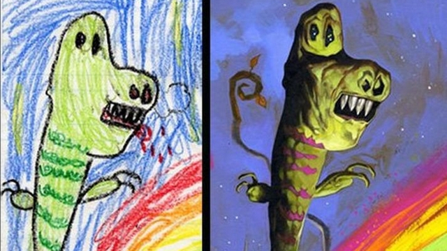 子供の絵を元にプロが描いた、キャラクターたちのイラスト
