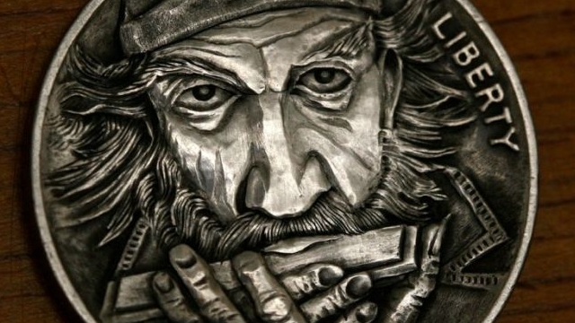 5セント硬貨を彫刻した作品、ホーボー・ニッケルの写真