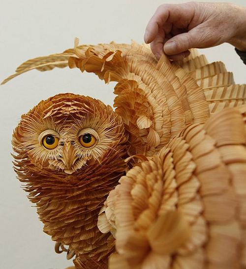 木製チップだけで作った動物