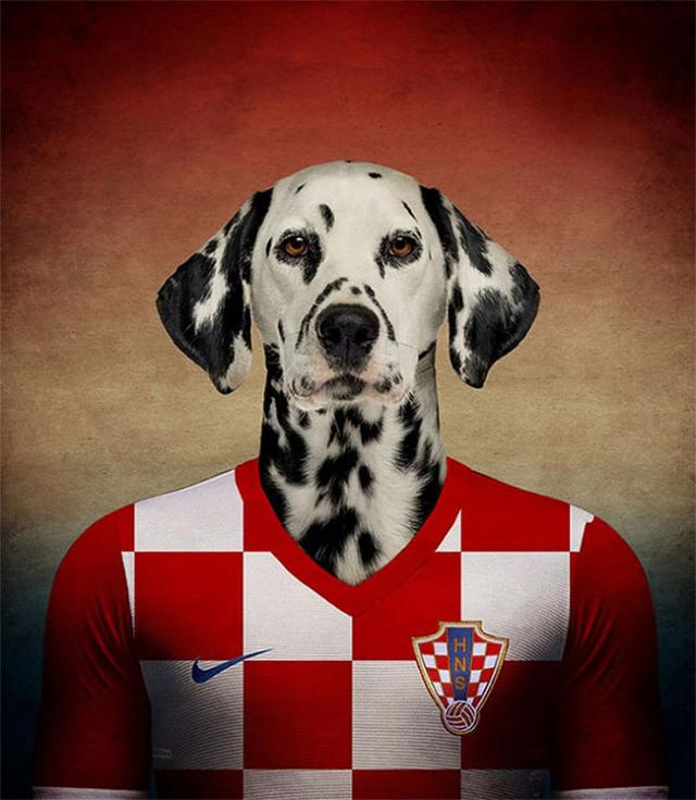 その国の犬に置き換えたポートレート写真
