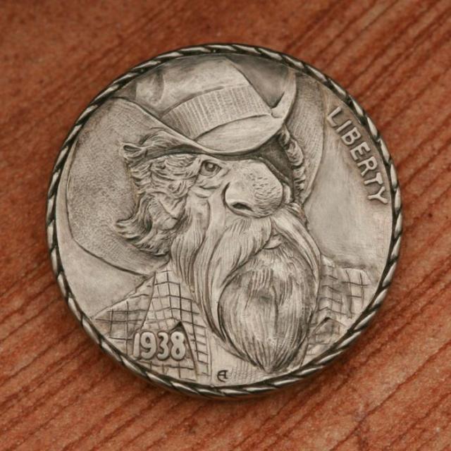 5セント硬貨を彫刻した作品、ホーボー・ニッケルの写真
