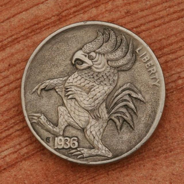 5セント硬貨を彫刻した作品、ホーボー・ニッケルの写真