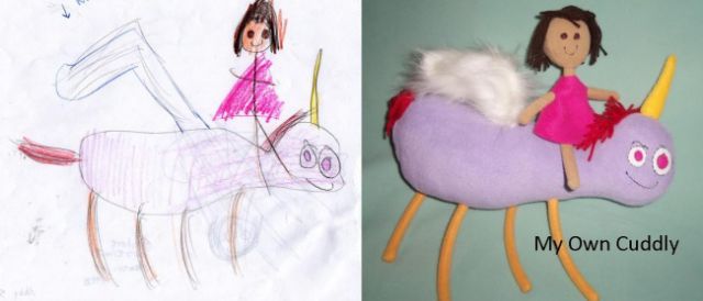 子供の落書きをぬいぐるみにするとかわいい写真