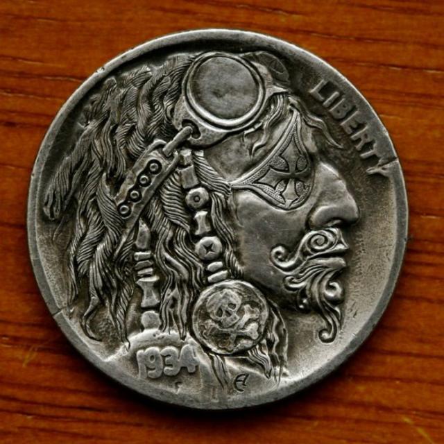 5セント硬貨を彫刻した作品、ホーボー・ニッケルの写真