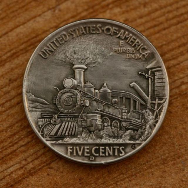 5セント硬貨を彫刻した作品、ホーボー・ニッケルの写真