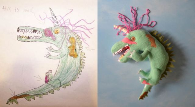 子供の落書きをぬいぐるみにするとかわいい写真