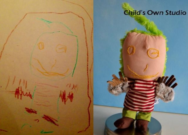 子供の落書きをぬいぐるみにするとかわいい写真