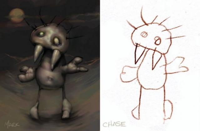 子供の絵を元にプロが描いた、キャラクターたちのイラスト