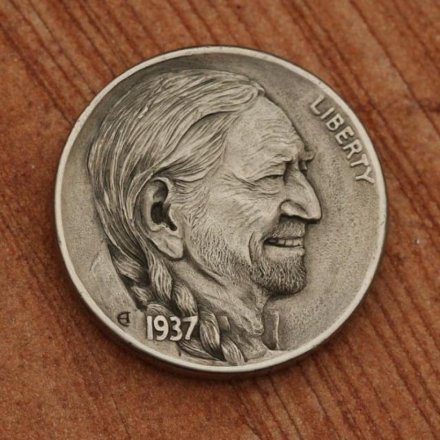 5セント硬貨を彫刻した作品、ホーボー・ニッケルの写真