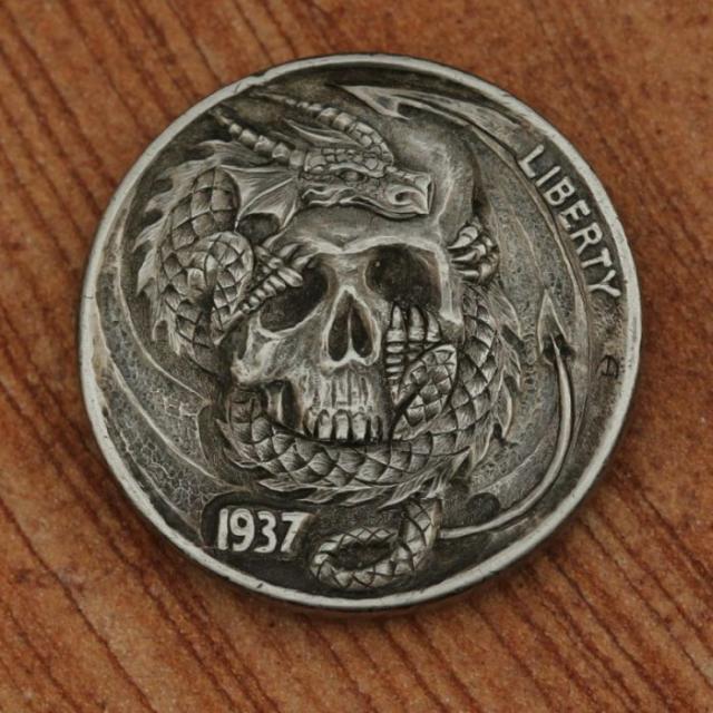 5セント硬貨を彫刻した作品、ホーボー・ニッケルの写真