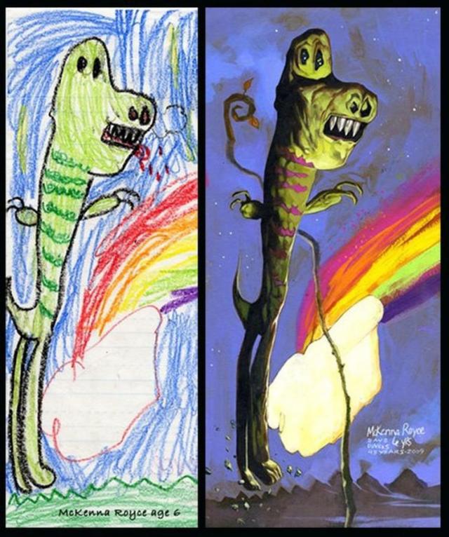 子供の絵を元にプロが描いた、キャラクターたちのイラスト